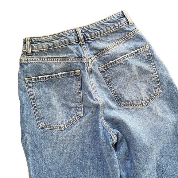 TopShop Moto Wide Leg Raw Hem Crop Jeans 28 Light Wash - Picture 6 of 6